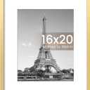 16x20 Picture Frame, Display Pictures 11x14 with Mat or 16 x 20 Without, Wall Hanging Poster Frame, Gold, 1 Pack