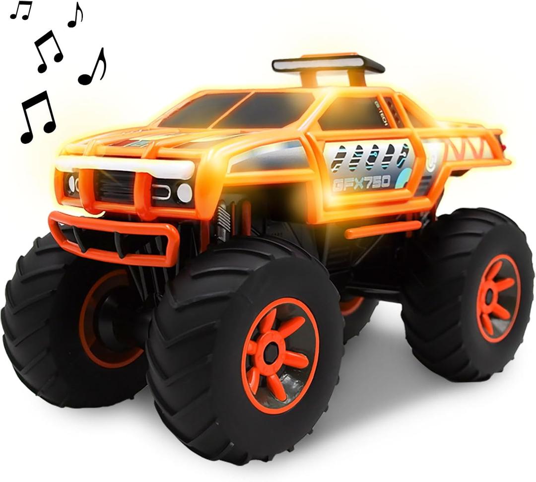 Monster Truck with Lights & Sounds, Motorized Orange Truck for Boys, Girls, Toddlers 3+