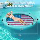 Sunchill Float Ring with 6 Cup Holders, Inflatable Water Hammock Heavy Duty Lake Floats for Adults Party, Round Floating Island Lounge Platform Raft for Tanning Pool River