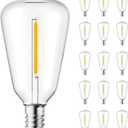 Brightown 15 Pack Edison LED Light Bulbs, ST38 Clear Replacement Bulb 0.6W fits E12 C7 Screw Base, Vintage Dimmable Shatterproof Bulbs for Indoor Outdoor Patio ST38 String Lights, Warm White