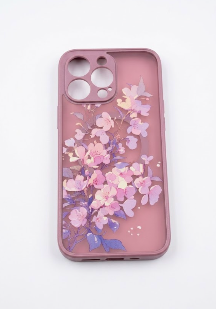 GVIEWIN for iPhone 15 Pro Case Compatible with MagSafe, [Military Grade Protection] [Screen Protector] Full Camera Protection Floral Translucent Women Magnetic Phone Case, Floratopia/Brown