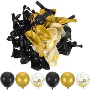 98pcs Graduation Themed Balloon Set Black and Gold Latex Balloons for Grad Party Decorations, Graduation Congratulations, Classroom Decor, and Celebration Supplies