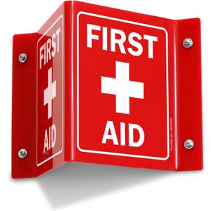 SmartSign - S2-0298-RD-AV-06 First Aid Projecting Sign | 5" x 6" Acrylic, 1 Count (Pack of 1)