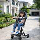 Dream On Me Coast Rider Travel Stroller, Lightweight & Compact Baby Stroller, Theme Park Approved, Book-Folding Design, Adjustable Handle, Soft-Ride Wheels, Converts to Rider & Scooter - Gray