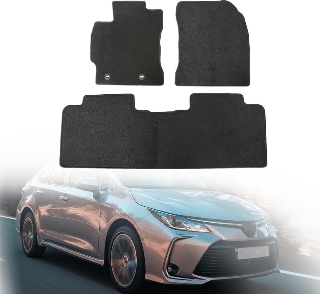 FZJDSD Black 3Pcs Front & Rear Floor Mats Carpet Velour Replacement Compatible with Toyota Corolla 2014 2015 2016 2017 2018 2019