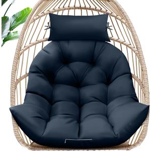 MAGIC ELEPHANT Egg Chair Cushion, Memory Foam Hanging Egg Chair Cushion Replacement, Indoor Outdoor Hammock Basket Swing Cushion with Headrest (Blue)