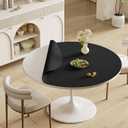 Modern Round Table Mat Protector Waterproof & Heat Resistant Table Cover for Dining Table & Coffee Table, Non-Slip Easy Clean Desk Mat, Cover Table Pad for Home Kitchen & Parties (Black 35.4" 35.4")