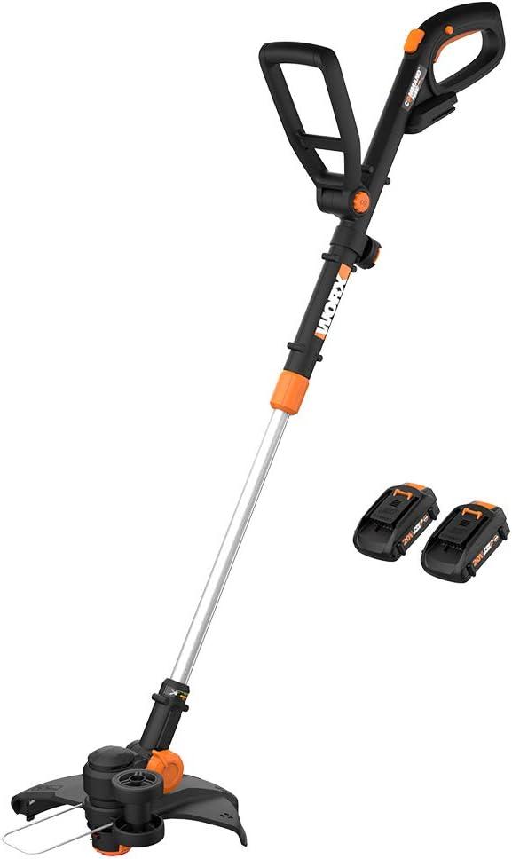 WORX 3 in 1 Cordless String Trimmer/Lawn Edger/Mini Mower, 12" Electric Weed Wacker with Command Feed, 20V Weed Eater with 5.5 LBS, 2 Batteries & Charger Included, WG170