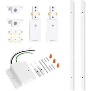 VANoopee 6.6FT H Track Lighting Rails White H Type Track Lighting Kit with Floating Canopy Connector, End Caps, Live End Feeds, I Connectors, Compatible with Single Circuit H Style Track System