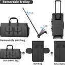 LemoHome Rolling Garment Bags for Travel,Convertible Duffle Bag with Wheels,Roller Carry on Luggage with Removable Garment Bag,Weekender Suitcase with Shoe Compartment for Men and Women (Grey2)