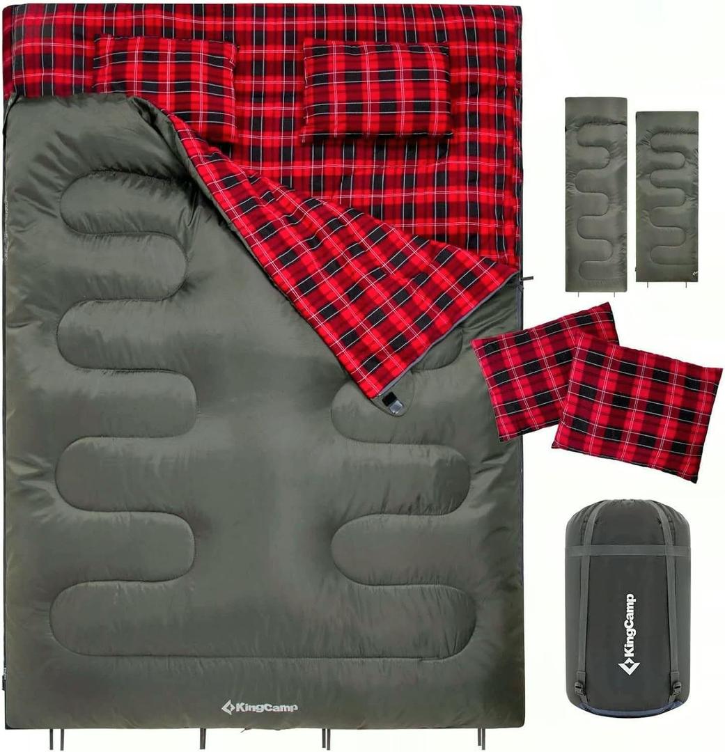 KingCamp Double Sleeping Bag for Adults, Queen Size 2 Person Sleeping Bag