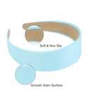 2 x Light Blue Headband for Women 2 inch Wide Thick Blue Head Bands for Women's Hair Non Slip Fashion Womens Headband Satin Cute Light Blue Headbands for Girls