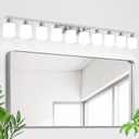 10-Light Bathroom Vanity Light Brushed Nickel,64.5in Vanity Lights with Square Frosted Glass,Modern Bathroom Wall Lights Fixtures Over Mirror,Wall Sconces Lighting for Bedroom Living Room,E26
