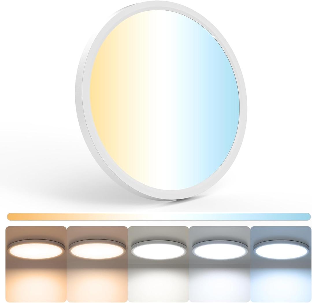 12inch Flush Mount LED Ceiling Light,2700K-6500K 5 Color Temperature Selectable Ceiling Lights,24W 3200LM Low Profile Ceiling Light for Bedroom Kitchen Hallway Bathroom (1)