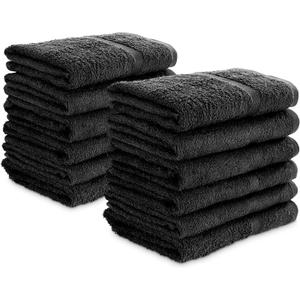 SIMPLI-MAGIC 79178 Cotton Hand Towels, 16"x27", Black, Not Bleach Proof, 12 Count