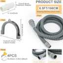 6.5ft Universal Washing Machine Drain Hose Extension Kit, 7-Piece Set with Adapter, U-Bend Bracket, 4 Clamps, Flexible Washer & Dishwasher Drain Hose, Fits Dehumidifiers & Laundry Machines