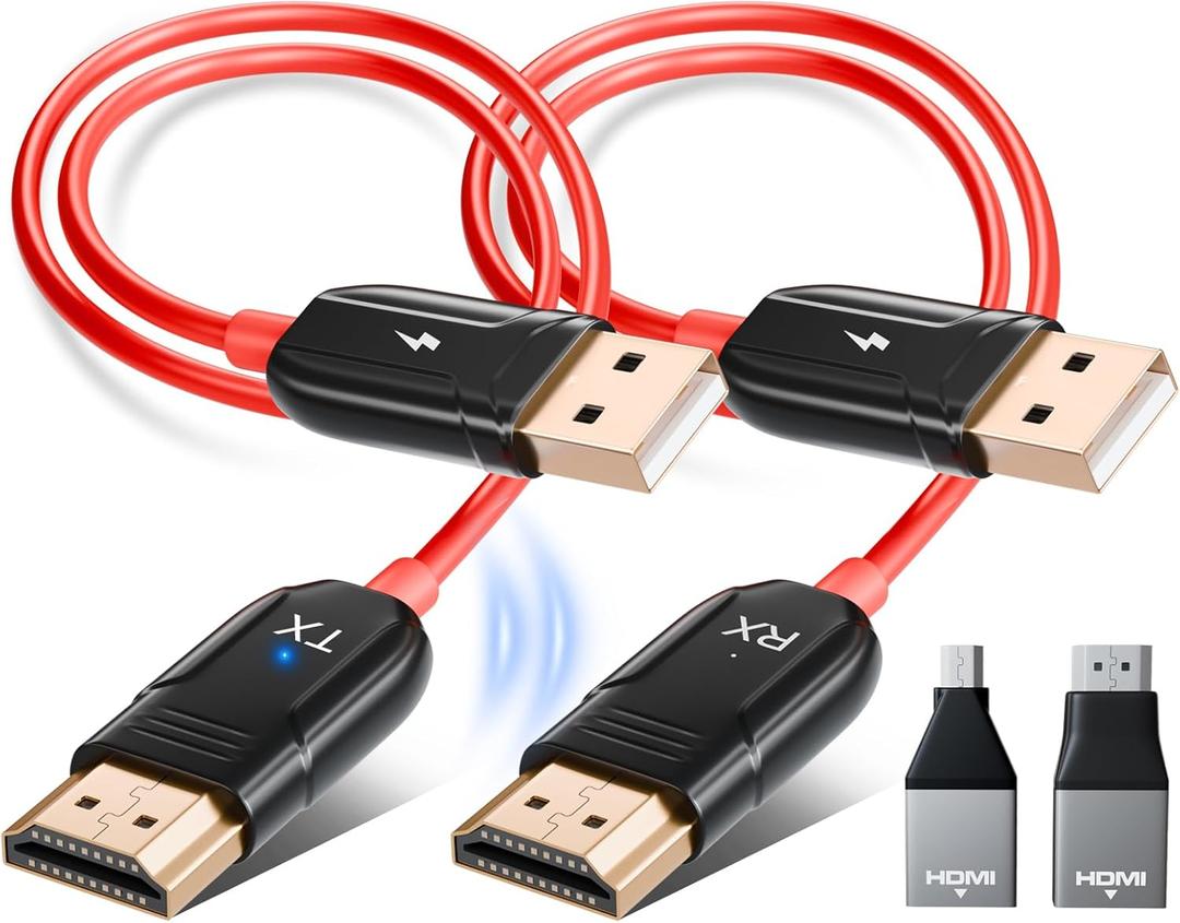 LXJADAP Wireless HDMI Transmitter and Receiver, 4K Decode 1080P@60Hz Ultra HD Video Output Wireless HDMI, 2.4G/5.8G Plug&Play for Streaming Video and Audio to Monitor from PC/Projector/Laptop/TV Box (Reddish Black)