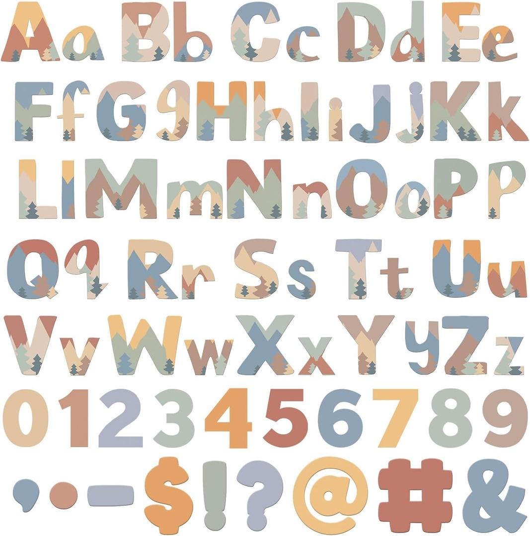 Ireer 216 Pcs Moving Mountains Bulletin Board Letters for Classroom 4" Letters Combo Pack Set Alphabet Numbers Symbols for Bulletin Board Cutouts for Classroom Playroom Bedroom Party Decorations