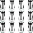 Layhit 12 Pack Stainless Steel Salt and Pepper Shakers Set with Stainless Steel Lid Glass Bottle Refillable Salt Dispenser for Kitchen Table Gadgets Cooking BBQ
