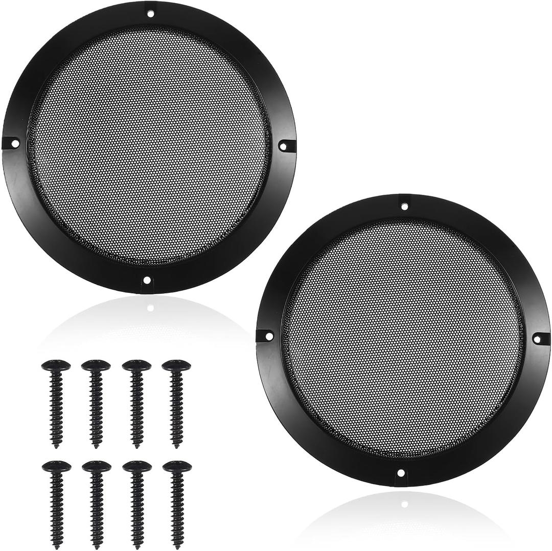 2 Pcs 6.5 Inch Metal Mesh Speaker Grill Covers Speaker Grill ABS Plastic Frame Subwoofer Protective Case with Mounting Screws for Car Home Audio