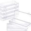 ZORRITA 6 Pack Small Plastic Storage Containers with Hinged Lids, Rectangle Clear Plastic Boxes for Beads, Jewelry, Game Pieces and Crafts Items (6.1 x 2.36 x 1.1 Inch)