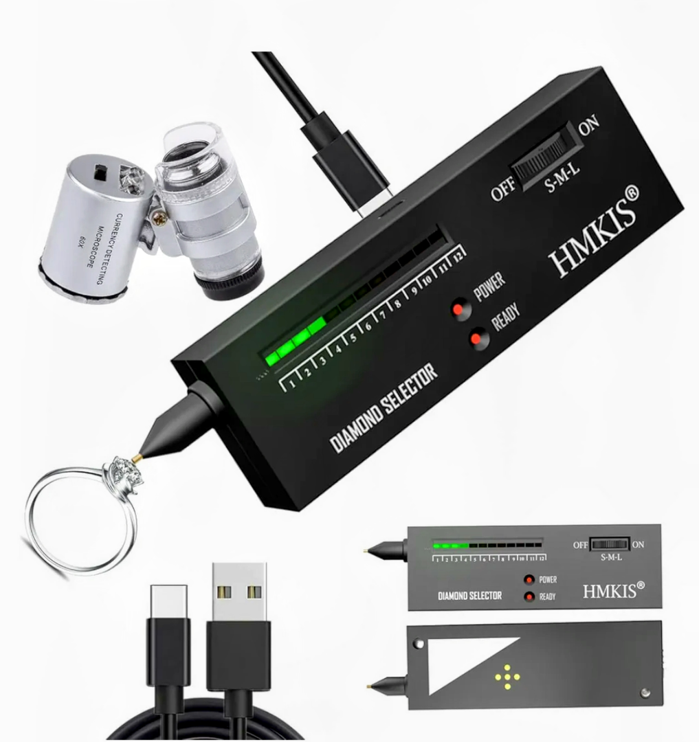 Diamond Tester Pen, Professional Jewelry Diamond Tester with 60X Jewelry Loupe Magnifier, Diamond Selector for Novice and Expert (Non-Rechargeable)