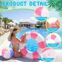 12 Pcs Pool Floats Included 6 Pastel Inflatable Beach Balls and 6 Swimming Rings for Adults, Macaron Beach Balls Striped Tubes for Summer Pool Supplies