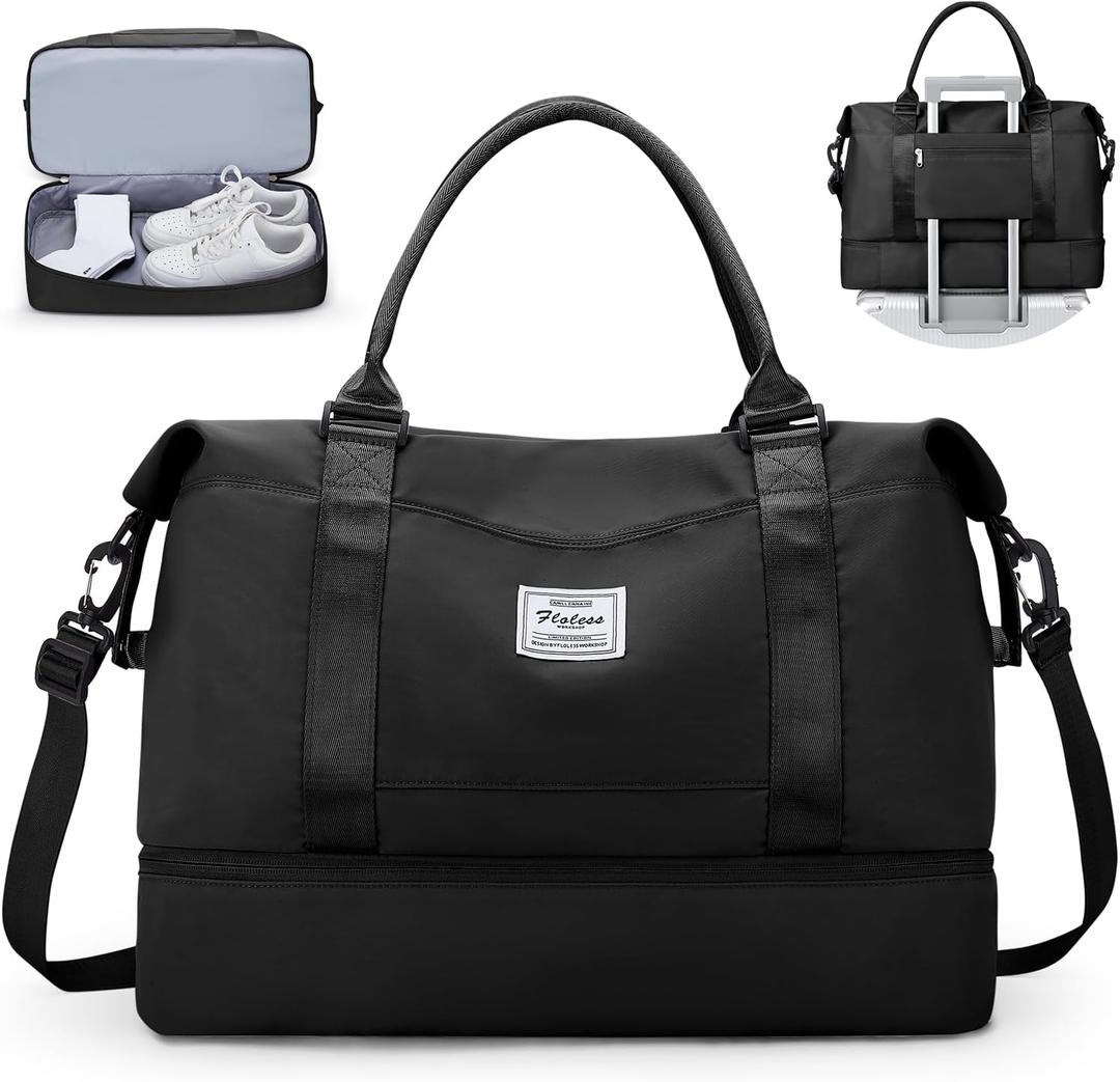 Travel Duffel Bag with Shoes Compartment, Overnight Weekender Bags for Women,Carry on Personal Item Bag (Large)
