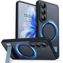 CANSHN Designed for Samsung Galaxy S26 Plus Case (6.7 inch) with Durable Metal Stand, Upgraded [Full Camera Protection] Translucent Matte Back, Hard Case Cover, Black