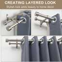 Double Curtain Rods with Aluminum End Cap and Full Enclosure Brackets, 1- Inch Front and 5/8 Inch Back Window Rod, Dual Drapery Rods Adjustable from 72 to 144 Inches (6-12 Feet), Brushed Nickel