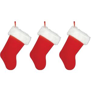 Beistle Plush Christmas Stockings 15" (Red/White), One Size