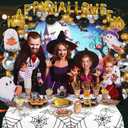 278 Pcs Happy Halloween Tableware Party Supplies Contain Forks Spoons Knives Paper Plates Balloons Tablecloth Ghost Banner Backdrop Bat stickers (Type 2)