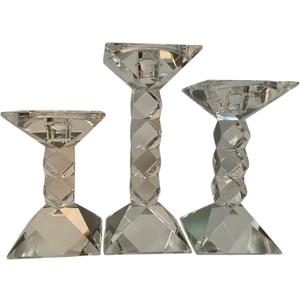 Luxury Crystal Candle Holders for Pillar, Taper Candlesticks Adaptive Sizes for Table Centerpiece Room Decor; Height 5", 6.5", 7" Set of 3