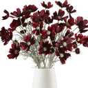 6PCS Cosmos Silk Flowers 24'' Wild Flowers Artificial Fake Flowers Arrangement for Wedding Party Kitchens Home Decoration(Burgundy)