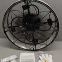 20" Flush Mount Caged Ceiling Fan With Light,Low Profile Fabric Farmhouse Bladeless Ceiling fan With Remote Control,Ceiling Fans with 6 Speeds Reversible Silent Fandalier for Bedroom