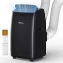 Dual Hose Portable Air Conditioner, [2026 Upgraded] Full DC Inverter Compressor, Energy-Saving 13.6 CEER, Low Noise (45dB), Cools Room up to 500 Sq.Ft., Backlit Remote Control, 14,000BTU, Black