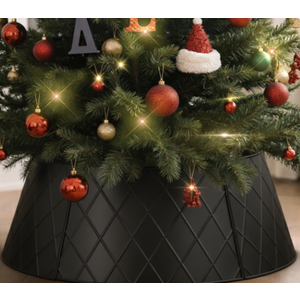 Lanpn Metal Christmas Tree Collar 20 inch, Christmas Tree Ring Collar for Small Mini Pencil Xmas Stand Cover Real Artificial Trees Indoor Outdoor Decoration Metal Tree Collar Black Palettes