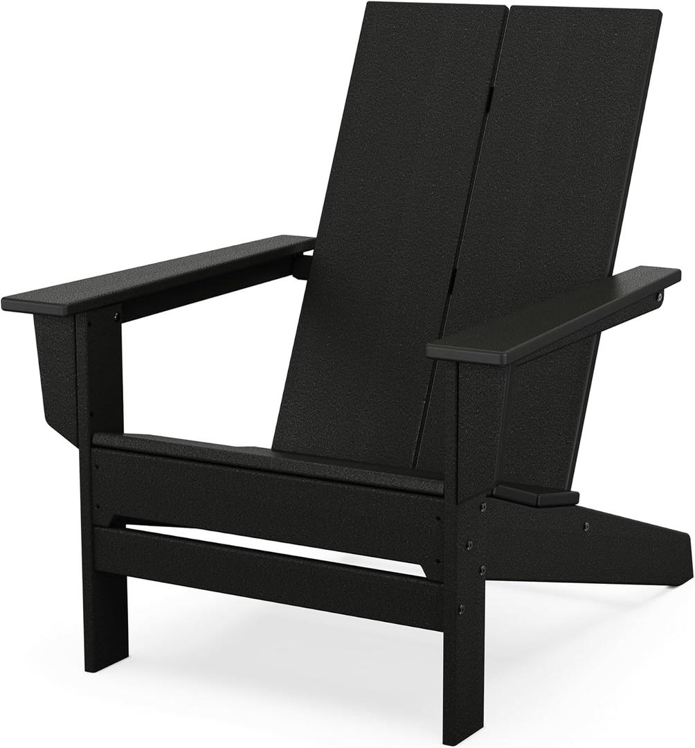 POLYWOOD Contemporary Modern Oversized Adirondack Chair in Black, Large