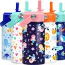 Mermaid Kids Water Bottle - 12 Oz Insulated Stainless Steel - Straw Lid for Toddlers & Kids - School & Sports Travel Cup