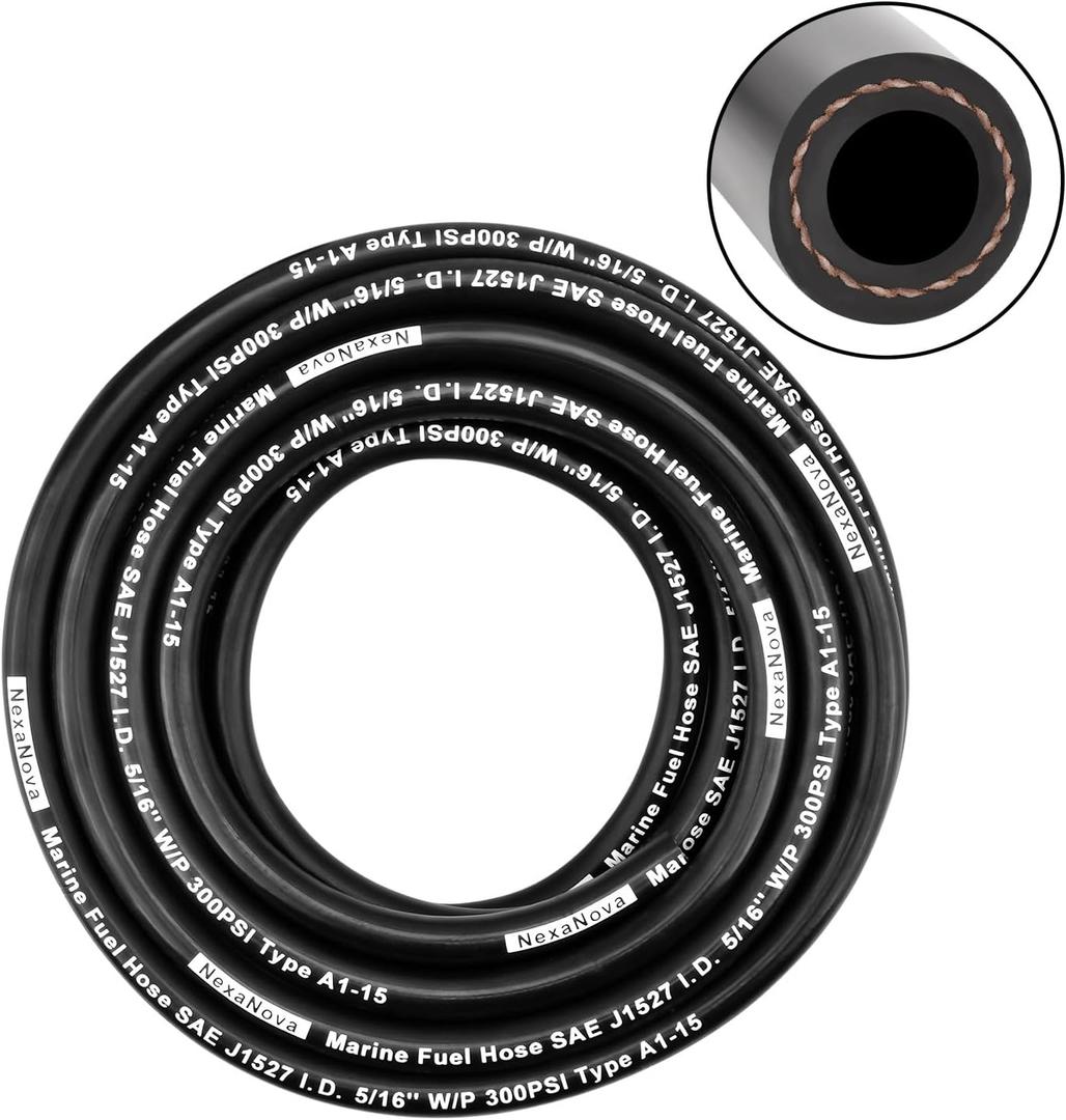 5/16" Marine Fuel Line Hose Rubber Type A1-15 SAE J1527 for Marine Boat Ship Equipment (5/16", 5Ft, Type A1-15)