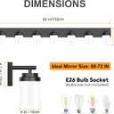 IZORRO Bathroom Vanity Light Fixture, 7-Light 52 inch Matte Black Bathroom Light Fixtures Over Mirror, with White Glass Shade, Modern Farmhouse Vanity Lights, Rustic Restroom Lighting Fixtures