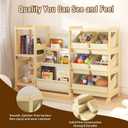 Kids Bookshelf and Toy Storage Organizer with 3-Tier Book Display and Shelves, Kids Toy Organizers and Storage with Bins, Book Shelf for Kids Rooms, Playroom Decor for Toddler Bedroom Nursery