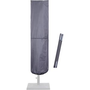 SUPERJARE Patio Umbrella Cover with Rod for 7 to 11 Ft Umbrellas & 15 Ft Double-Sided Umbrellas, 600D Protective Waterproof Cover with Zipper, Gray