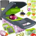 Pro-Series 16-in-1 Vegetable Chopper, Dewpeton Mandoline Slicer, Veggie Chopper, Food Chopper with Container, Vegetable Cutter & Spiralizer for Onion Salad (Home Essential Gadget & Kitchen) (8 Blades, Gray)