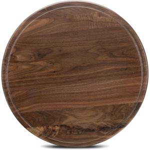 16 Inches Round Walnut Wood Cutting Board for Kitchen, Wooden Chopping Board With Juice Grooves