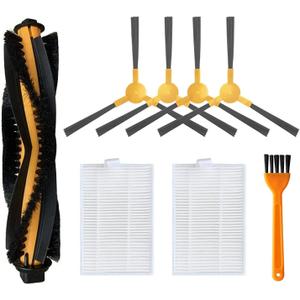 Replacement Parts for iHome AutoVac Eclipse/Eclipse G Robot Vacuum Spare Accessories, 1 Main Roller Brush,4 Side Brushes, 2 Hepa Filters