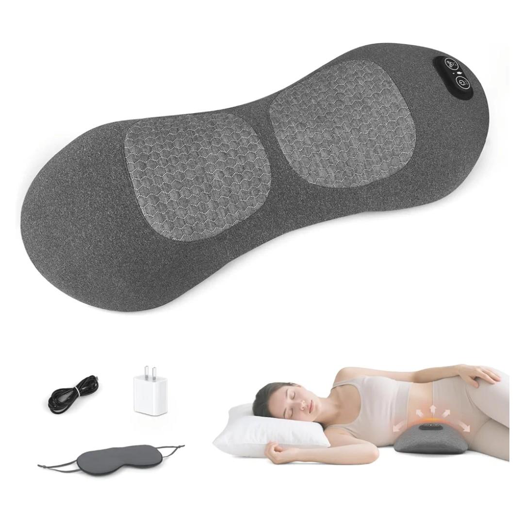 3-in-1 Back Massager with Heat & Vibration, Smooth Spine Triple Fusion Lumbar Support Pillow for Lower Back and Sciatica Pain Relief, Deep Tissue Relaxation for Bed or Office Chair