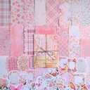 TIESOME 100pcs Vintage Floral Scrapbook Paper and Journaling Stickers Assorted Set, Memo Labels for Junk Journal Planner Collage Card Album Decor(Pink)