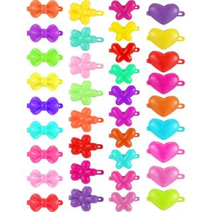 WILLBOND 100 Pieces Girls Hair Barrettes Self Hinge Plastic Clip Toddler Kids Baby 80s 90s Clip Colorful Cute Cartoon Hair Pin Accessories(Butterfly, Plum Blossom, Bow, Heart-shaped)