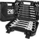 Prostormer 14-Piece Metric Flex-Head Ratcheting Wrench Set, 6-19mm Combination Wrench Kit with Storage Case, 72 Tooth, Cr-V Steel Constructed